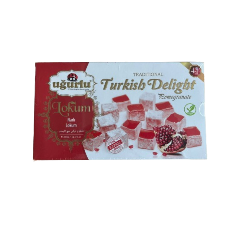 Box of Ugurlu Pomegranate Flavored Turkish Delight 350g.