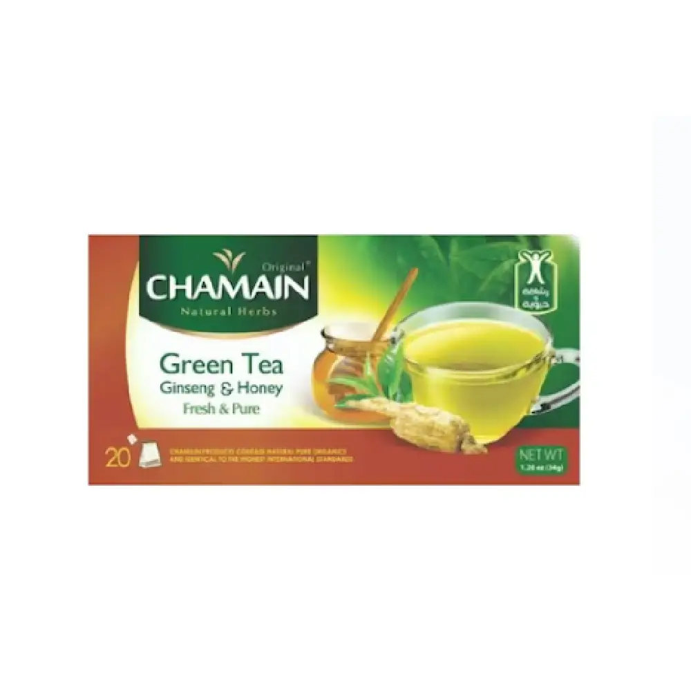Box of Chamain Ginger & Cinnamon Tea 20 Sachets.