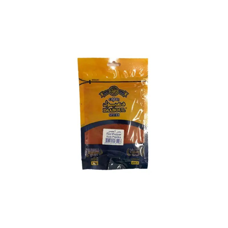 Image of Daaboul Red Pepper 50g in a sealed container showcasing its vibrant red color.