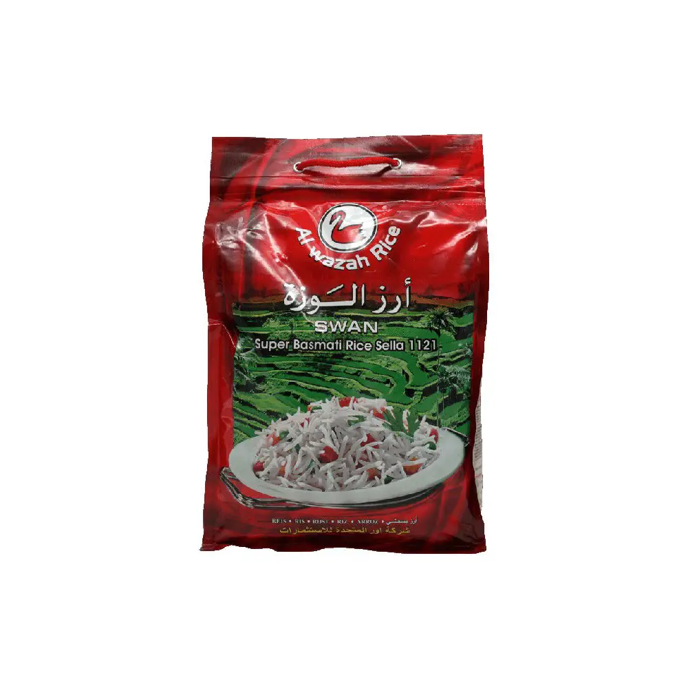 A box containing 5 kg of premium Al Wazah Basmati Rice.