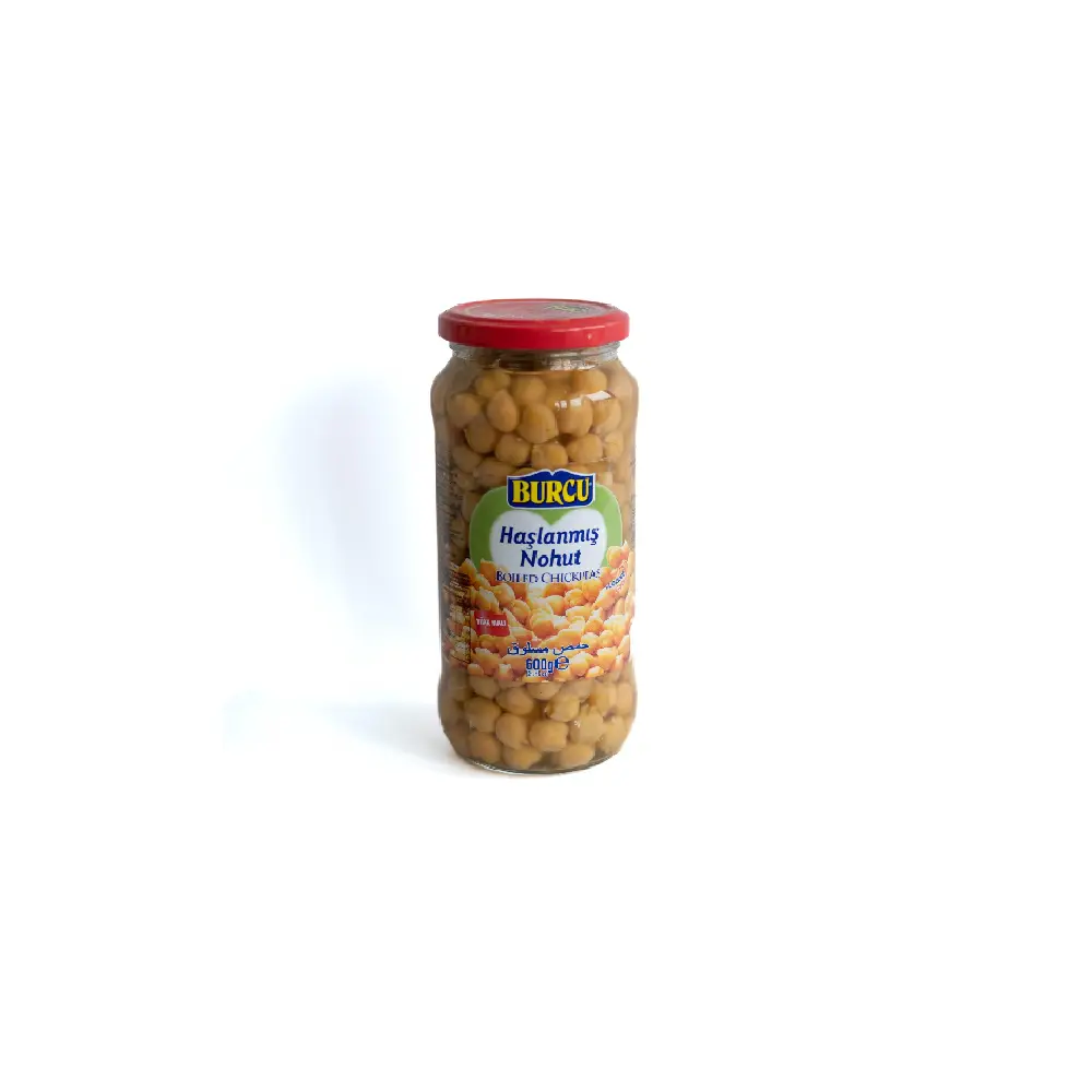 Glass jar of Burcu Chickpeas 600g.