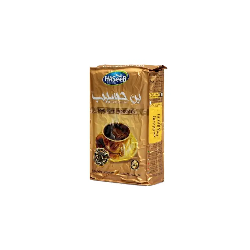 Package of Ground Coffee of Syrian Origin – Haseeb Gold Super Extra Cardamom 500g
