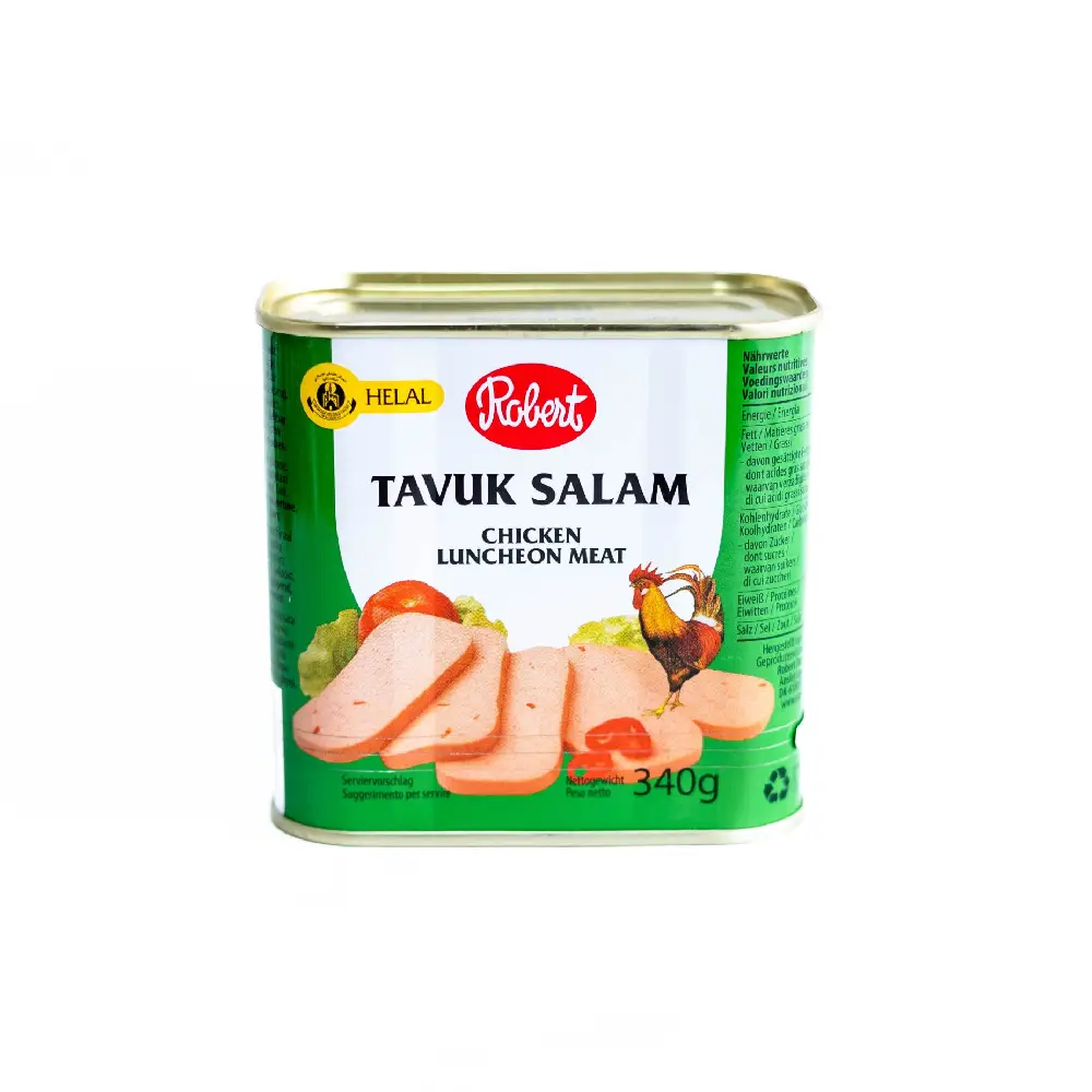 Can of Robert Halal Canned Chicken 340g.