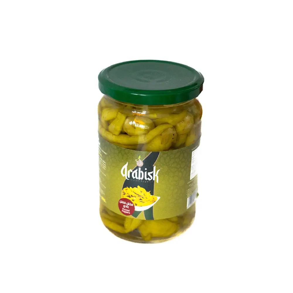 A jar of crunchy Murat Arabisk Pickled Peppers.