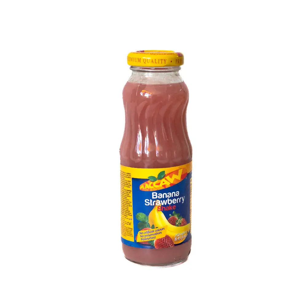 Bottle of Maccaw Banana & Strawberry Shake 250ml.