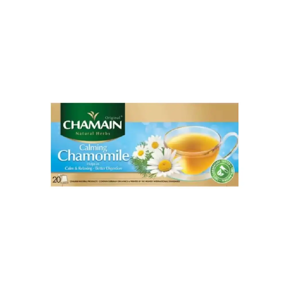 Box of Chamain Chamomile Tea 20 Sachets.