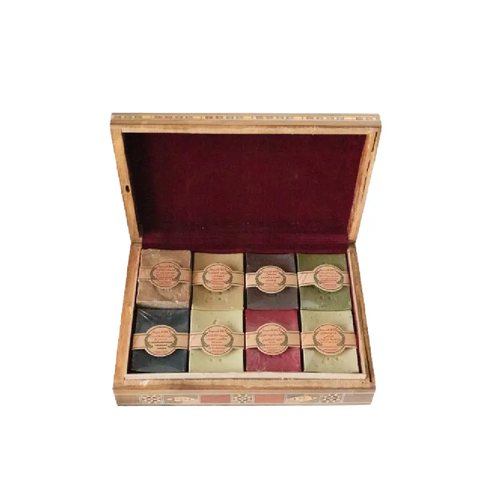 Box of 8 Aleppo Soaps with Various Flavors.
