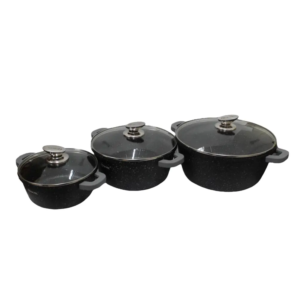 Set of 3 Pots with Hakal Lids.