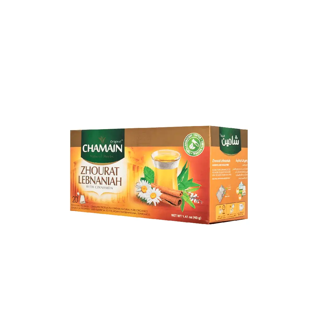Box of Chamain Syrian Flower & Cinnamon Tea (Zhourat Shamia) 20 Sachets.