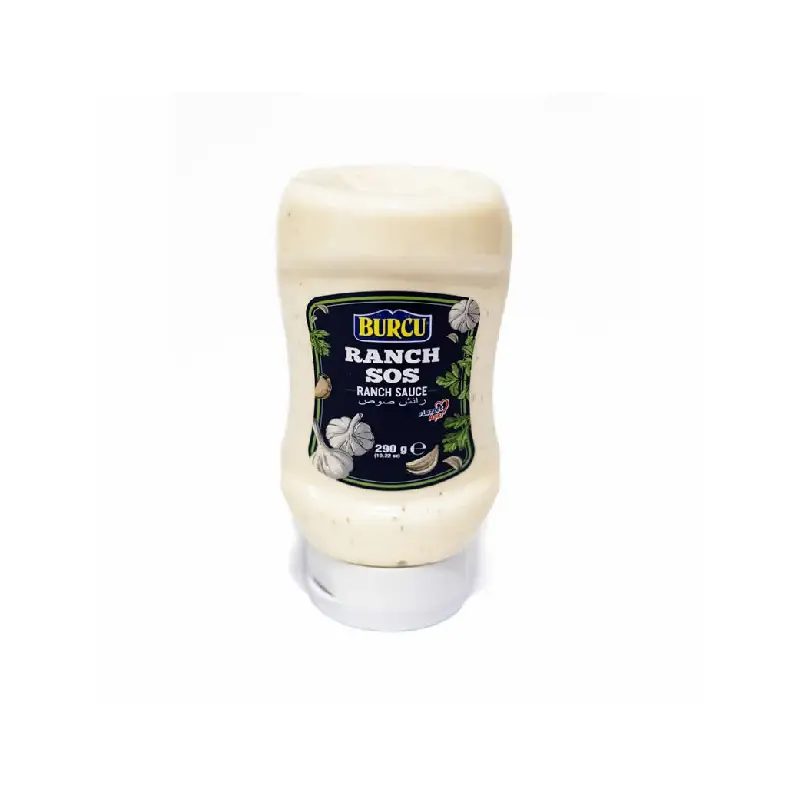 Burcu Garlic Ranch Sauce 290g bottle - Halal-certified dip for Arabic salads and grilled meats
