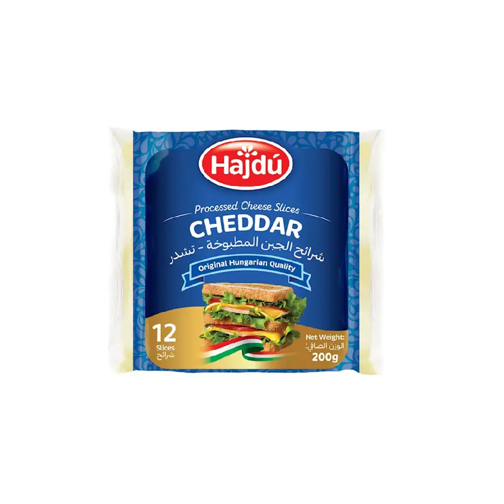Package of Hajdu Cheddar Cheese Slices 200g.