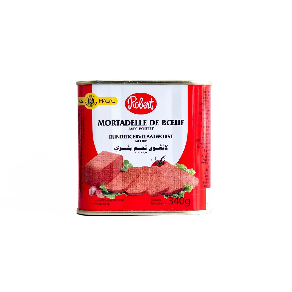 Can of Robert Halal Beef Mortadella 340g.