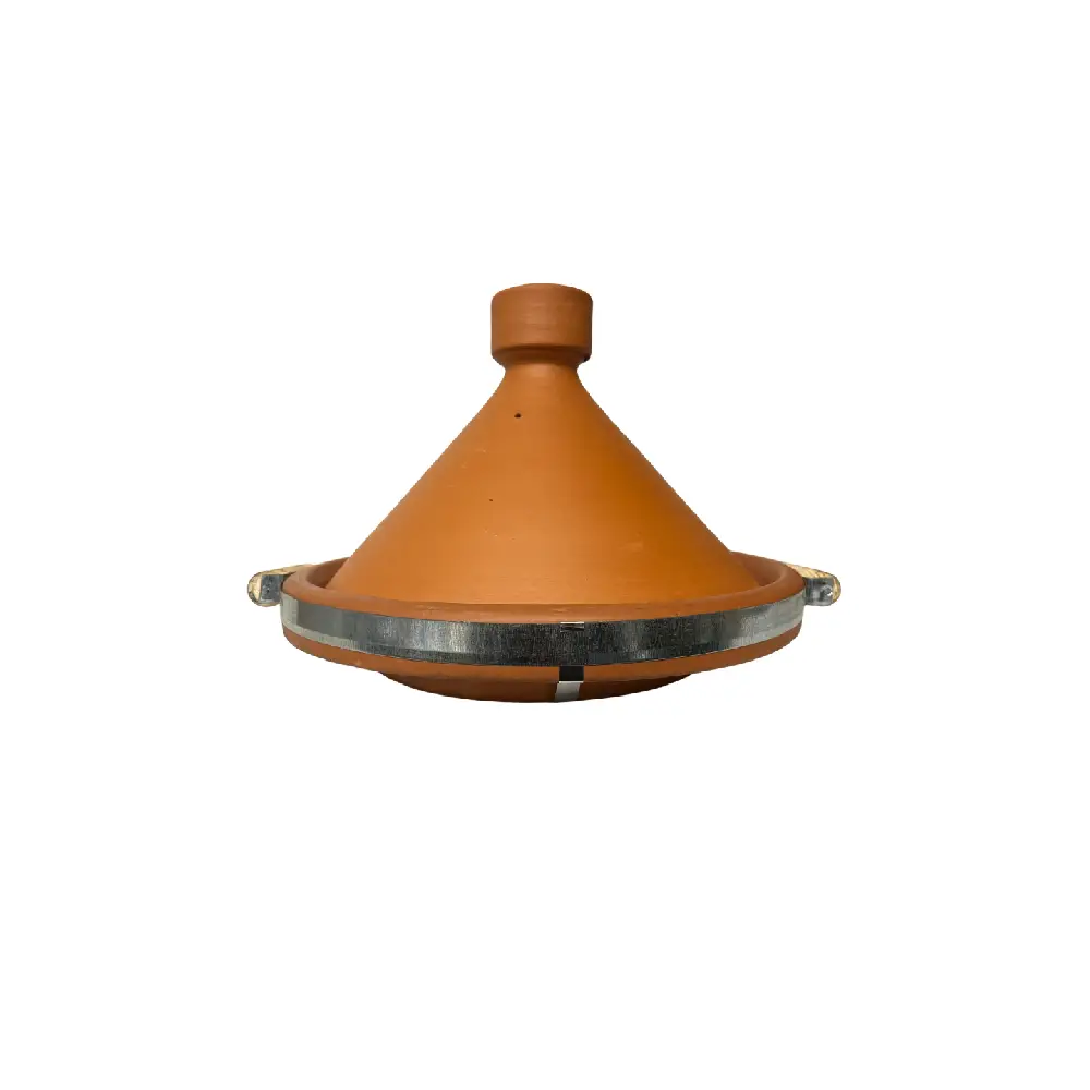 Moroccan Clay Tagine Pot with Wooden Handles 25cm.