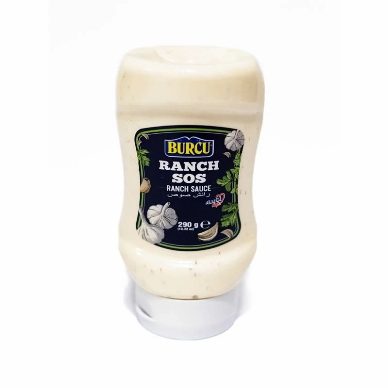Burcu Garlic Ranch Sauce 290g bottle - Halal-certified dip for Arabic salads and grilled meats